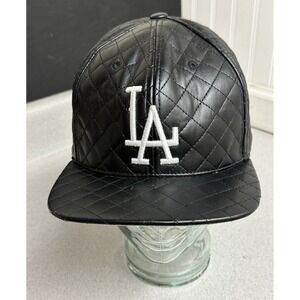 Los Angeles Dodgers MLB Hat Cap Black American Needle Quilted LA Faux Leather